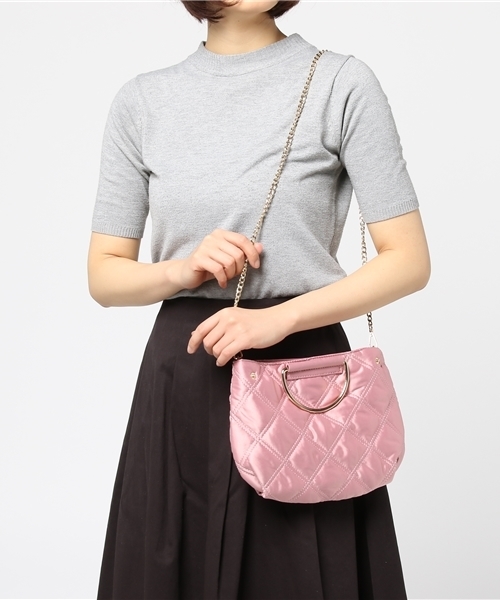 WEGO（ウィゴー）の「WEGO/キルティングリングショルダーバッグ（ショルダーバッグ・レディース・ベージュ/ピンク/ブラック・FREE）」の9枚目の写真