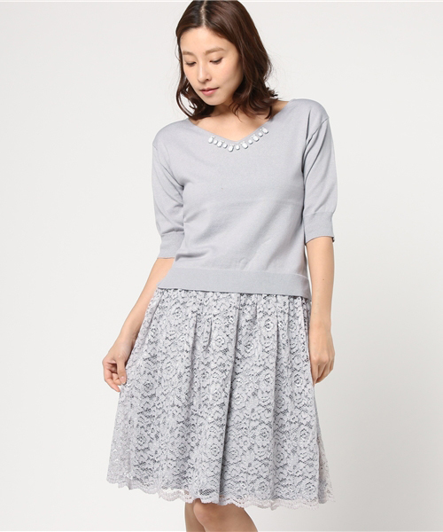 JILL by JILL STUART（ジルバイジルスチュアート）の「LACE KNIT UP（ワンピース・レディース・グレー/ピンク・FREE）」の18枚目の写真