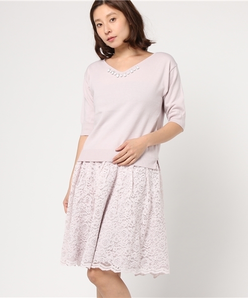 JILL by JILL STUART（ジルバイジルスチュアート）の「LACE KNIT UP（ワンピース・レディース・グレー/ピンク・FREE）」の19枚目の写真