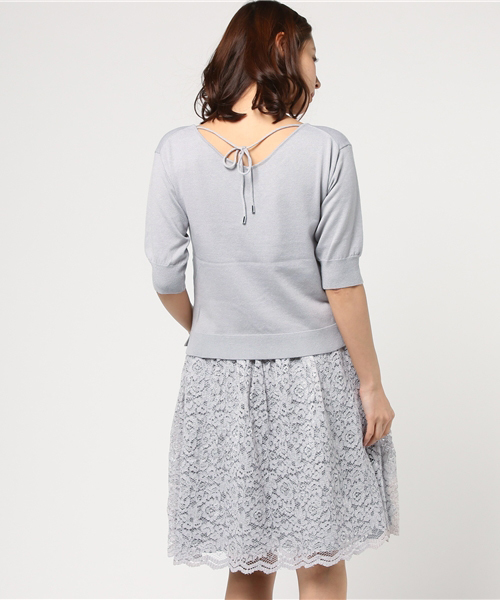 JILL by JILL STUART（ジルバイジルスチュアート）の「LACE KNIT UP（ワンピース・レディース・グレー/ピンク・FREE）」の5枚目の写真