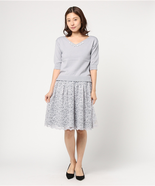 JILL by JILL STUART（ジルバイジルスチュアート）の「LACE KNIT UP（ワンピース・レディース・グレー/ピンク・FREE）」の6枚目の写真