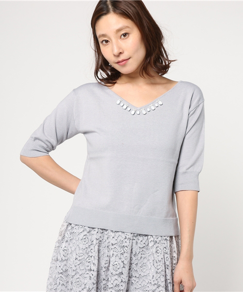 JILL by JILL STUART（ジルバイジルスチュアート）の「LACE KNIT UP（ワンピース・レディース・グレー/ピンク・FREE）」の7枚目の写真
