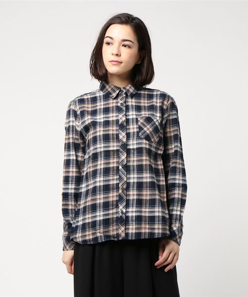 Honeys（ハニーズ）の「【コットンビエラ】チェックシャツ（シャツ/ブラウス・レディース・レッド系その他/ベージュ系その他/ブルー系その他/ブルー系その他2/ホワイト系その他/ブルー系その他3/イエロー系その他/ブルー系その他4・L/LL/M）」の6枚目の写真