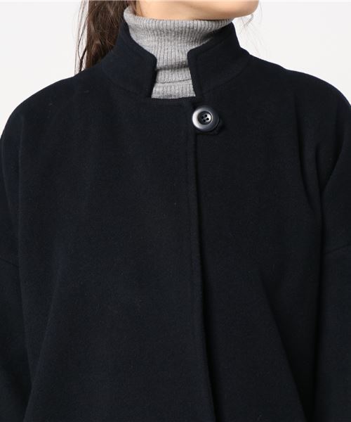 SHIPS Days（シップスデイズ）の「STAMP AND DIARY (スタンプ アンド ダイアリー): スタンドカラー ワイド コート（その他アウター・レディース・ネイビー/キャメル・ONE SIZE）」の6枚目の写真