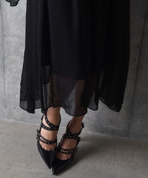 amorous insense（アモラスインセンス）の「フリルネックロングワンピース（ドレス・レディース・ブラック/グリーン・MEDIUM）」の16枚目の写真