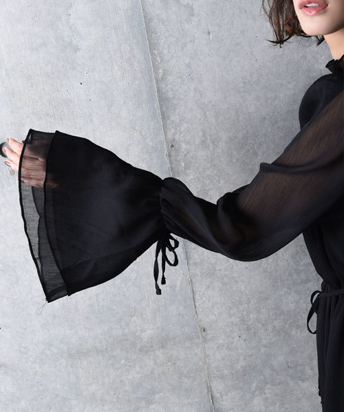 amorous insense（アモラスインセンス）の「フリルネックロングワンピース（ドレス・レディース・ブラック/グリーン・MEDIUM）」の17枚目の写真