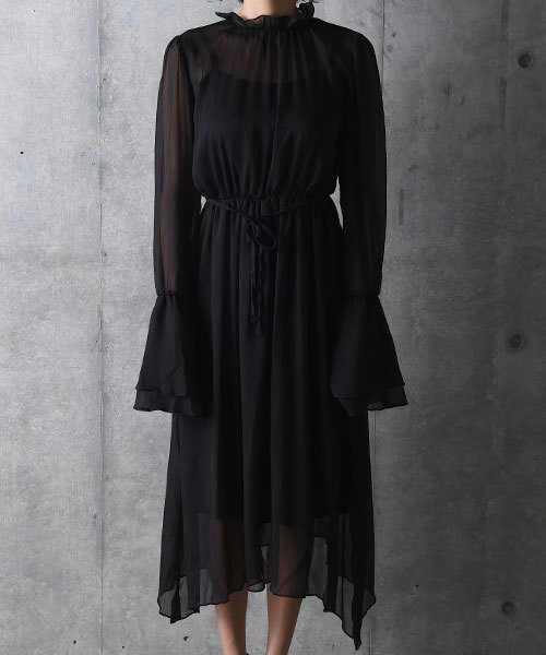 amorous insense（アモラスインセンス）の「フリルネックロングワンピース（ドレス・レディース・ブラック/グリーン・MEDIUM）」の19枚目の写真