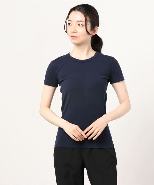 three dots(スリードッツ)の「Alex 半袖クルーネックTシャツ(Tシャツ/カットソー・レディース・ホワイト/ブラック/ネイビー/ダークブルー/セージグリーン/ダークネイビー・SMALL/MEDIUM/LARGE/X-SMALL)」の6枚目の写真