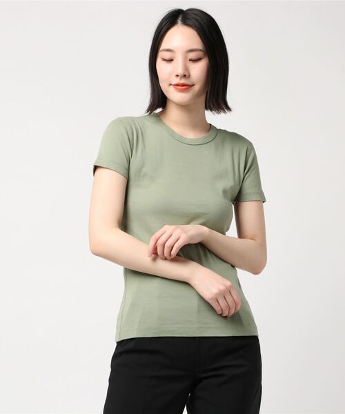 three dots(スリードッツ)の「Alex 半袖クルーネックTシャツ(Tシャツ/カットソー・レディース・ホワイト/ブラック/ネイビー/ダークブルー/セージグリーン/ダークネイビー・SMALL/MEDIUM/LARGE/X-SMALL)」の3枚目の写真