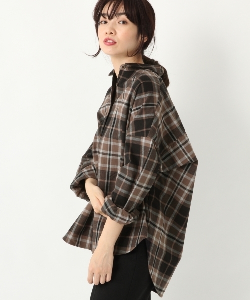 A part by（アパートバイ）の「CマドラスチェックシャツLS 778597（シャツ/ブラウス・レディース・グレー系その他/ブラウン系その他/ベージュ系その他・FREE）」の2枚目の写真