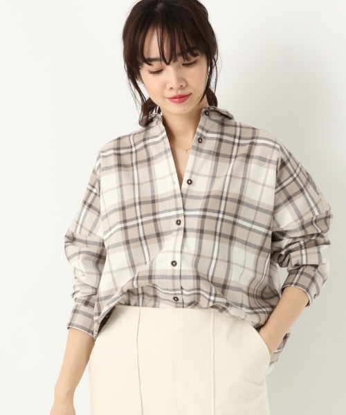 A part by（アパートバイ）の「CマドラスチェックシャツLS 778597（シャツ/ブラウス・レディース・グレー系その他/ブラウン系その他/ベージュ系その他・FREE）」の3枚目の写真