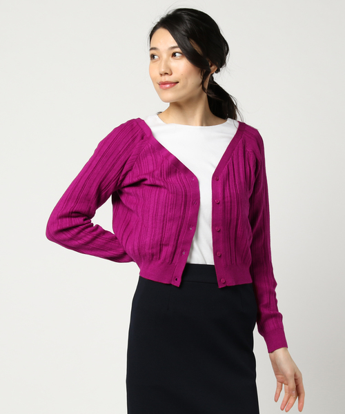 archives（アルシーヴ）の「ワイドリブカーディガン（カーディガン/ボレロ・レディース・オフホワイト/グレー/ブラック/ピンク系その他・MEDIUM）」の4枚目の写真