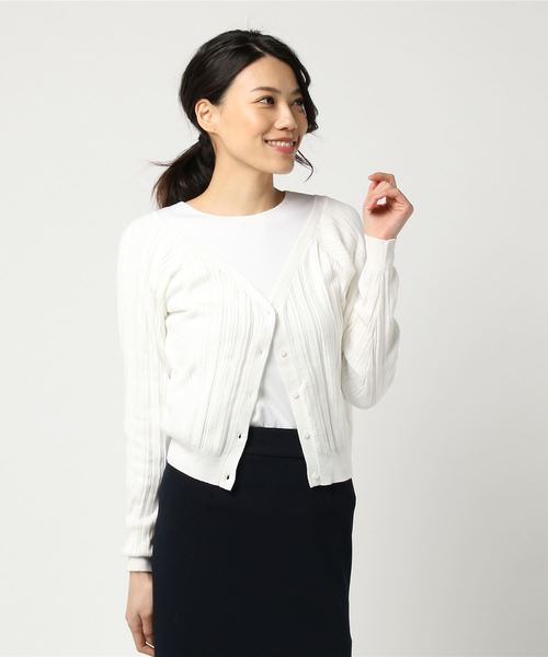 archives（アルシーヴ）の「ワイドリブカーディガン（カーディガン/ボレロ・レディース・オフホワイト/グレー/ブラック/ピンク系その他・MEDIUM）」の2枚目の写真