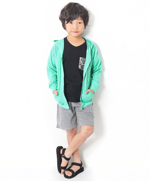 devirock(デビロック)の「UVカット長袖ジップアップパーカー ジップパーカー(パーカー・キッズ・ピンク/オレンジ/イエロー/杢グレー/ブルー/グリーン・110cm/100cm/120cm/130cm/140cm/150cm/160cm)」の14枚目の写真