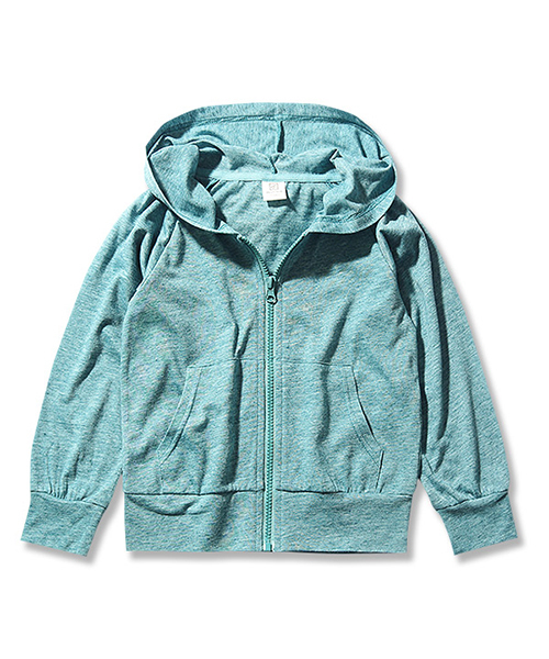 devirock(デビロック)の「UVカット長袖ジップアップパーカー ジップパーカー(パーカー・キッズ・ピンク/オレンジ/イエロー/杢グレー/ブルー/グリーン・110cm/100cm/120cm/130cm/140cm/150cm/160cm)」の12枚目の写真