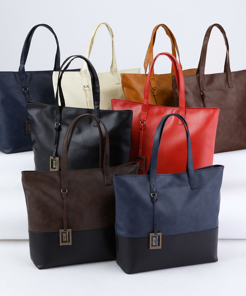MONO-MART（モノマート）の「PU Leather BIG ToteBag（トートバッグ・メンズ・ブラウン系その他/ダークブラウン/キャメル/ブラック/ブルー系その他/ネイビー/アイボリー/レッド・FREE）」の13枚目の写真