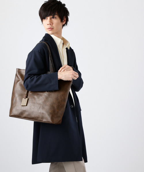 MONO-MART（モノマート）の「PU Leather BIG ToteBag（トートバッグ・メンズ・ブラウン系その他/ダークブラウン/キャメル/ブラック/ブルー系その他/ネイビー/アイボリー/レッド・FREE）」の16枚目の写真
