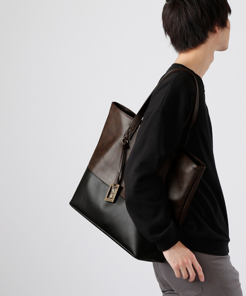 MONO-MART（モノマート）の「PU Leather BIG ToteBag（トートバッグ・メンズ・ブラウン系その他/ダークブラウン/キャメル/ブラック/ブルー系その他/ネイビー/アイボリー/レッド・FREE）」の18枚目の写真