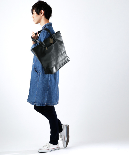 MONO-MART（モノマート）の「PU Leather BIG ToteBag（トートバッグ・メンズ・ブラウン系その他/ダークブラウン/キャメル/ブラック/ブルー系その他/ネイビー/アイボリー/レッド・FREE）」の15枚目の写真