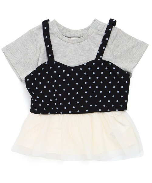 apres les cours（アプレレクール）の「ビスチェセットTシャツ（Tシャツ/カットソー・キッズ・ネイビー/グレー/オフホワイト・120/100/80/90/140/110/130）」の3枚目の写真