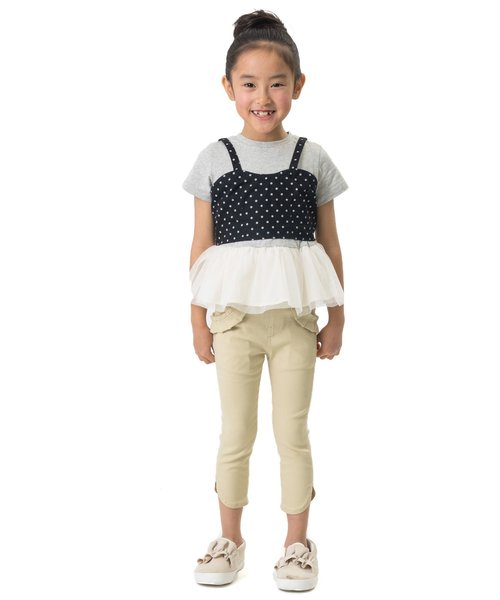 apres les cours（アプレレクール）の「ビスチェセットTシャツ（Tシャツ/カットソー・キッズ・ネイビー/グレー/オフホワイト・120/100/80/90/140/110/130）」の4枚目の写真