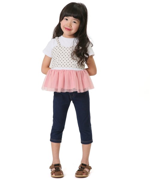 apres les cours（アプレレクール）の「ビスチェセットTシャツ（Tシャツ/カットソー・キッズ・ネイビー/グレー/オフホワイト・120/100/80/90/140/110/130）」の8枚目の写真