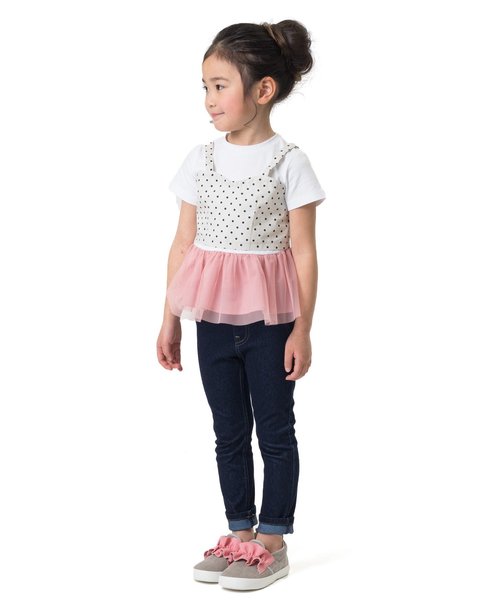 apres les cours（アプレレクール）の「ビスチェセットTシャツ（Tシャツ/カットソー・キッズ・ネイビー/グレー/オフホワイト・120/100/80/90/140/110/130）」の10枚目の写真