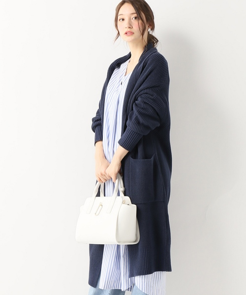 SLOBE IENA（スローブイエナ）の「畦ロングカーディガン◆（カーディガン/ボレロ・レディース・チャコールグレー/ベージュ/ネイビー・FREE）」の3枚目の写真