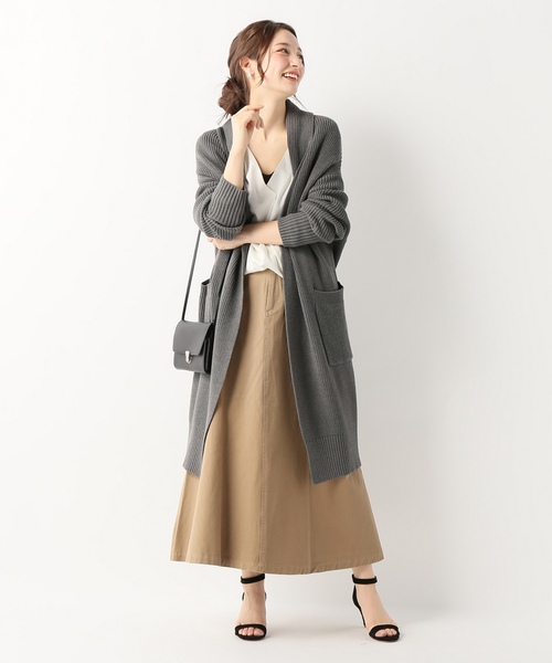 SLOBE IENA（スローブイエナ）の「畦ロングカーディガン◆（カーディガン/ボレロ・レディース・チャコールグレー/ベージュ/ネイビー・FREE）」の6枚目の写真