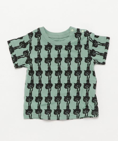 にゃー(ニャー)の「総柄ぶらさがりにゃーT(Tシャツ/カットソー・キッズ・ホワイト/ライトグレー/グリーン・LL/M size/L size/S size)」の1枚目の写真