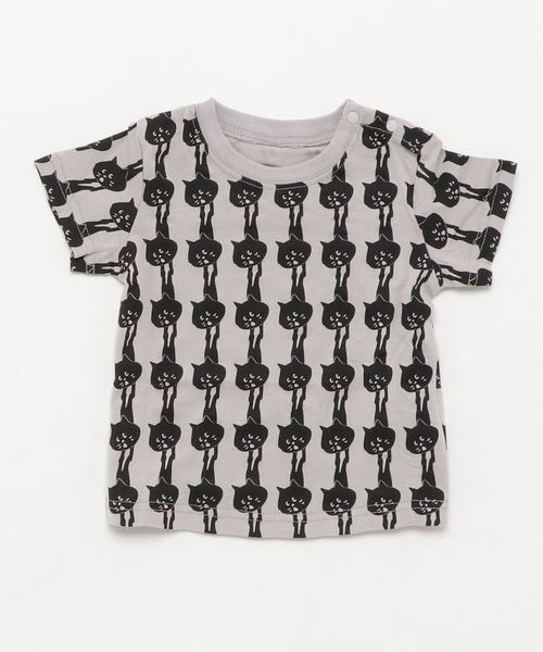 にゃー(ニャー)の「総柄ぶらさがりにゃーT(Tシャツ/カットソー・キッズ・ホワイト/ライトグレー/グリーン・LL/M size/L size/S size)」の3枚目の写真