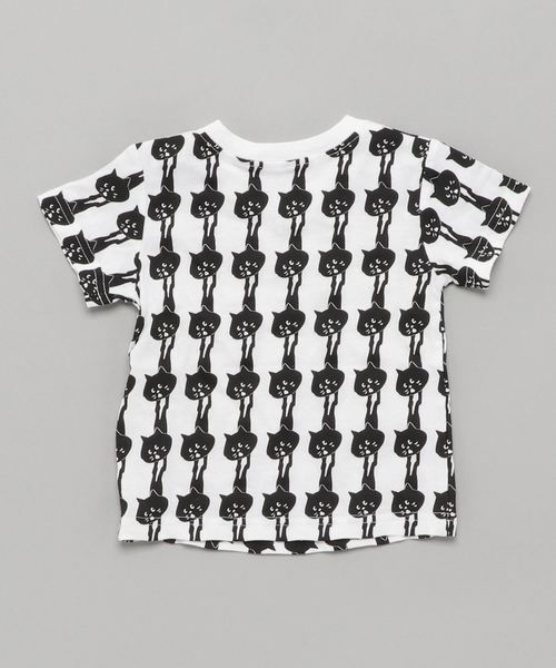 にゃー(ニャー)の「総柄ぶらさがりにゃーT(Tシャツ/カットソー・キッズ・ホワイト/ライトグレー/グリーン・LL/M size/L size/S size)」の4枚目の写真