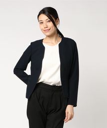 NARACAMICIE | 【セットアップスーツ対応】パールジャージノーカラー長袖ジャケット(スーツジャケット)