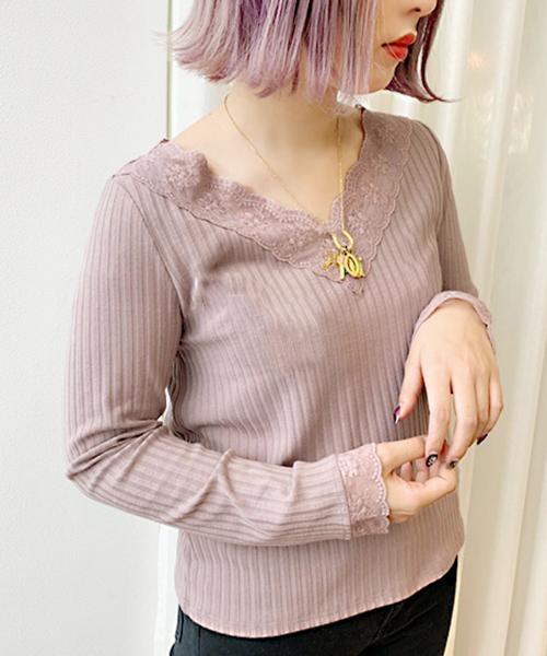 apres jour（アプレジュール）の「刺繍スカラップレースロングスリーブ【ZOZOTOWN限定アイテム】（Tシャツ/カットソー・レディース・ブラック/ベージュ/グレー/オフホワイト/ラベンダー/ライトグレー・フリー）」の19枚目の写真