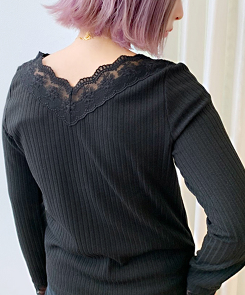 apres jour（アプレジュール）の「刺繍スカラップレースロングスリーブ【ZOZOTOWN限定アイテム】（Tシャツ/カットソー・レディース・ブラック/ベージュ/グレー/オフホワイト/ラベンダー/ライトグレー・フリー）」の12枚目の写真