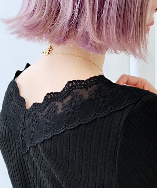 apres jour（アプレジュール）の「刺繍スカラップレースロングスリーブ【ZOZOTOWN限定アイテム】（Tシャツ/カットソー・レディース・ブラック/ベージュ/グレー/オフホワイト/ラベンダー/ライトグレー・フリー）」の11枚目の写真