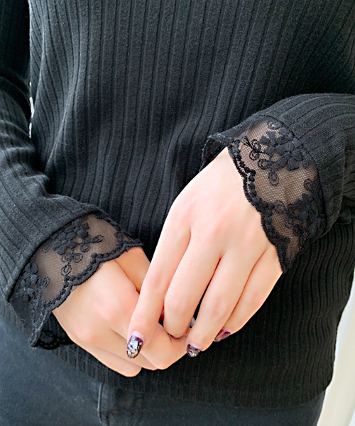 apres jour（アプレジュール）の「刺繍スカラップレースロングスリーブ【ZOZOTOWN限定アイテム】（Tシャツ/カットソー・レディース・ブラック/ベージュ/グレー/オフホワイト/ラベンダー/ライトグレー・フリー）」の10枚目の写真