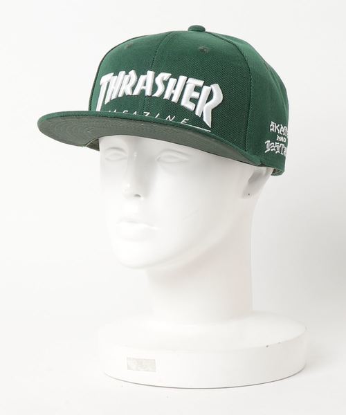THRASHER(スラッシャー)の「MAG LOGO SNAP BACK CAP/THRASHER スラッシャー スナップバックキャップ 帽子 刺繍 フラットバイザー ロゴ ストリート ユニセックス(キャップ・メンズ・ブラック/グレー/ネイビー/ホワイト×ブラック/バーガンディー/グリーン・FREE)」の4枚目の写真