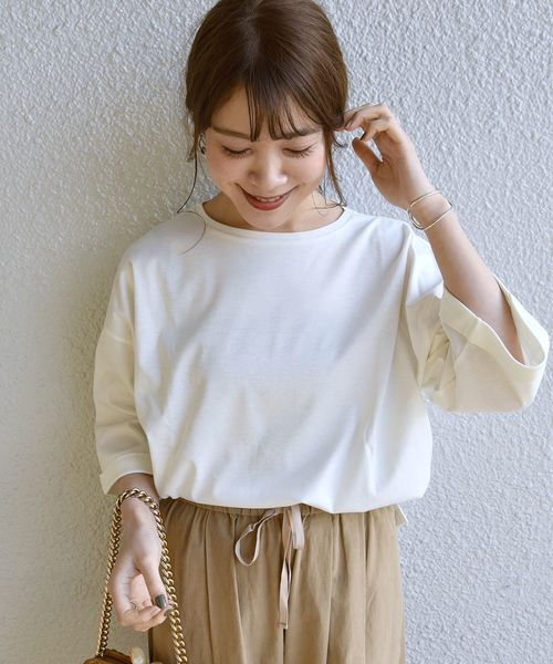 SHIPS Days（シップスデイズ）の「SHIPS Days:カフススリーブ プルオーバー（WHT）19SS◇（Tシャツ/カットソー・レディース・ホワイト/ライトホワイト・ONE SIZE）」の2枚目の写真