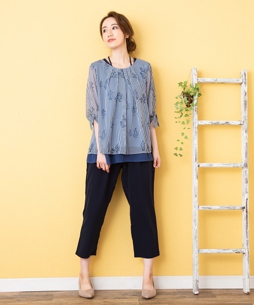EVLOVE(イヴロヴ)の「ジョーゼットイージークロップドパンツ(その他パンツ・レディース・カーキ/ブラック/ネイビー・13号/17号/15号)」の6枚目の写真