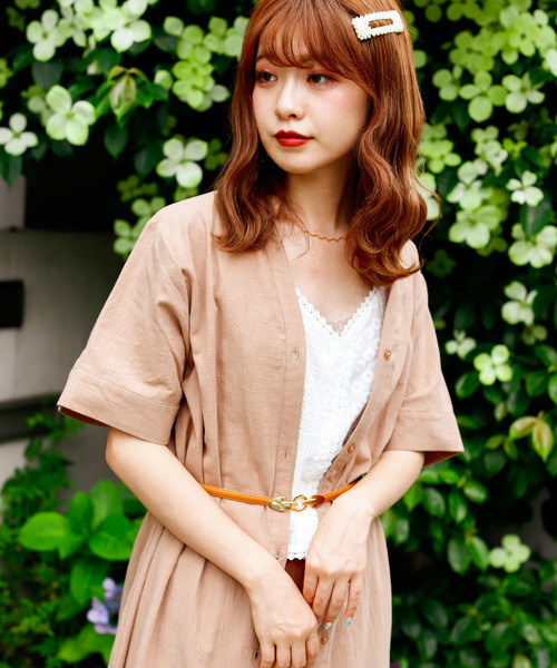 VANNIE U（ヴァニーユー）の「VANNIE U バンドカラーシャツワンピ―ス（ワンピース・レディース・ブラック/ベージュ/カーキ/ボルドー/ナチュラル・FREE）」の3枚目の写真