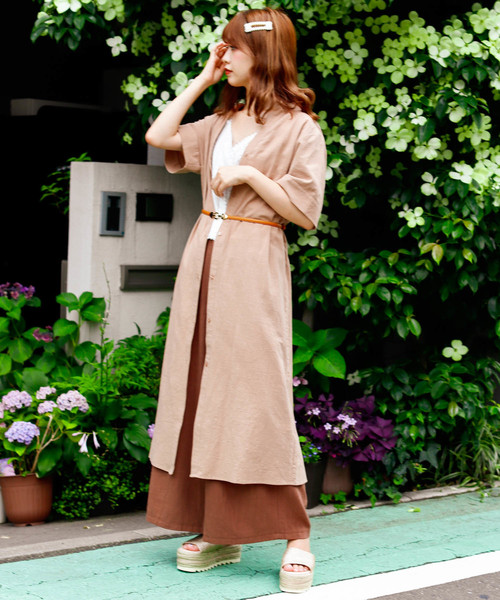 VANNIE U（ヴァニーユー）の「VANNIE U バンドカラーシャツワンピ―ス（ワンピース・レディース・ブラック/ベージュ/カーキ/ボルドー/ナチュラル・FREE）」の7枚目の写真