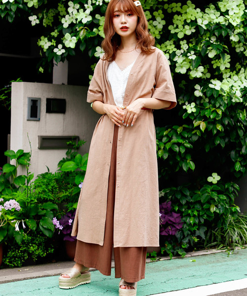 VANNIE U（ヴァニーユー）の「VANNIE U バンドカラーシャツワンピ―ス（ワンピース・レディース・ブラック/ベージュ/カーキ/ボルドー/ナチュラル・FREE）」の8枚目の写真