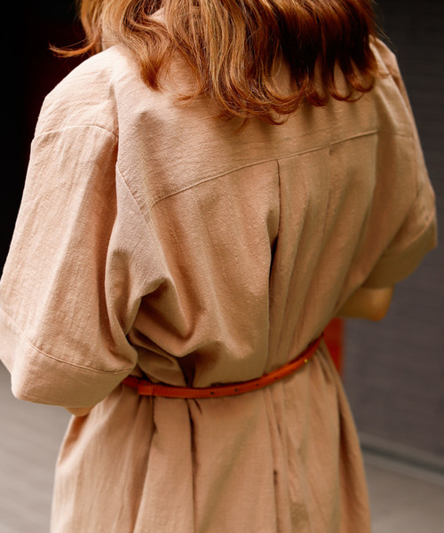 VANNIE U（ヴァニーユー）の「VANNIE U バンドカラーシャツワンピ―ス（ワンピース・レディース・ブラック/ベージュ/カーキ/ボルドー/ナチュラル・FREE）」の10枚目の写真