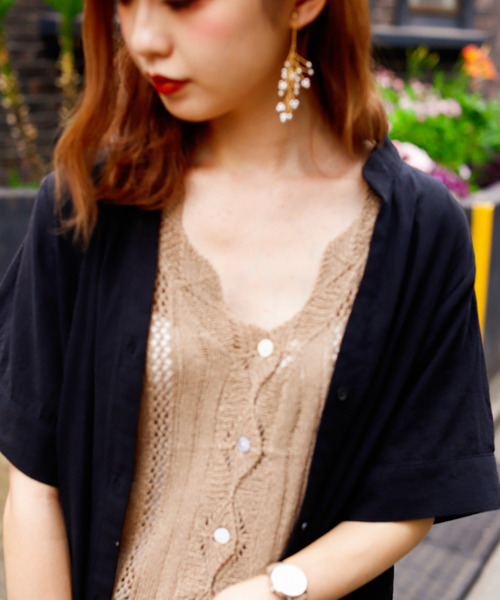 VANNIE U（ヴァニーユー）の「VANNIE U バンドカラーシャツワンピ―ス（ワンピース・レディース・ブラック/ベージュ/カーキ/ボルドー/ナチュラル・FREE）」の16枚目の写真