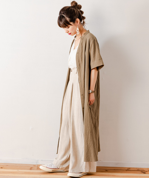 VANNIE U（ヴァニーユー）の「VANNIE U バンドカラーシャツワンピ―ス（ワンピース・レディース・ブラック/ベージュ/カーキ/ボルドー/ナチュラル・FREE）」の20枚目の写真