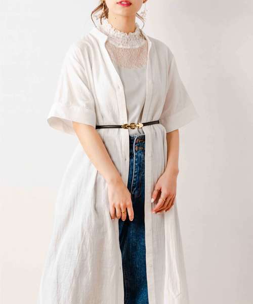 VANNIE U（ヴァニーユー）の「VANNIE U バンドカラーシャツワンピ―ス（ワンピース・レディース・ブラック/ベージュ/カーキ/ボルドー/ナチュラル・FREE）」の21枚目の写真