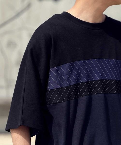 antiqua(アンティカ)の「ストライプ切替トップス(Tシャツ/カットソー・メンズ・ホワイト系その他/ブラック系その他・M/L/L/XL)」の2枚目の写真