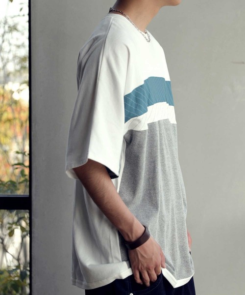 antiqua(アンティカ)の「ストライプ切替トップス(Tシャツ/カットソー・メンズ・ホワイト系その他/ブラック系その他・M/L/L/XL)」の4枚目の写真