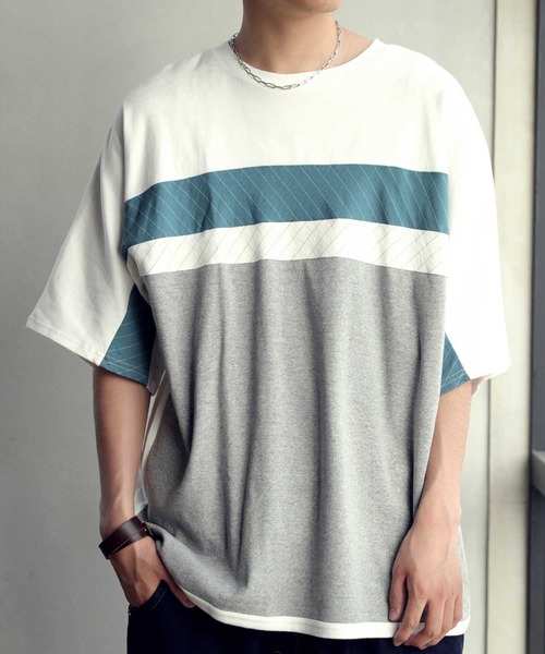 antiqua(アンティカ)の「ストライプ切替トップス(Tシャツ/カットソー・メンズ・ホワイト系その他/ブラック系その他・M/L/L/XL)」の6枚目の写真